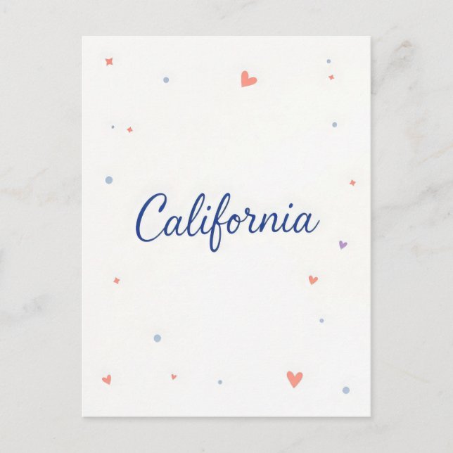 Carte postale Californie - Typographie centrée sur (Devant)