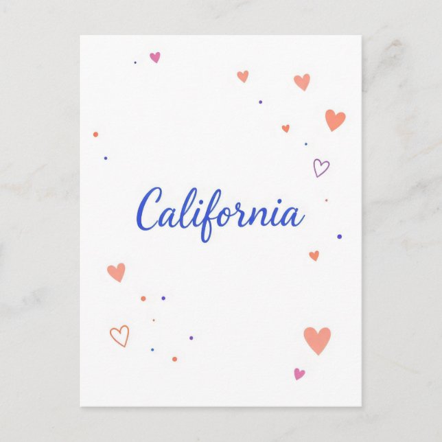 Carte postale Californie - Typographie centrée sur (Devant)