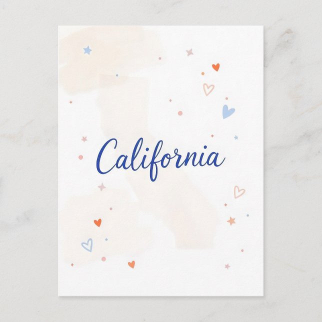 Carte postale Californie - Typographie centrée sur (Devant)