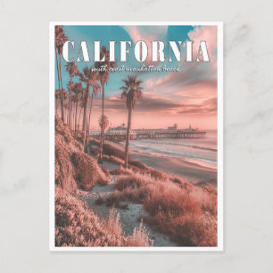 Carte Postale Californie : Une plage Vintage de Manhattan