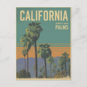Carte Postale Californie Vingt-Neuf Palmiers Retro Travel Art