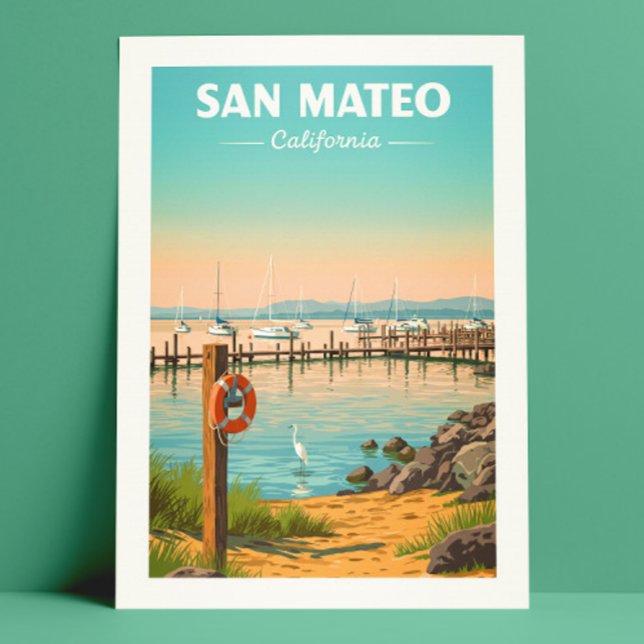 Carte Postale Californie vintage de San Mateo (Créateur téléchargé)