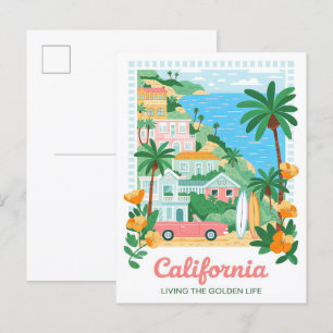 Carte Postale Californie Vivre la vie dorée Voyage d'été