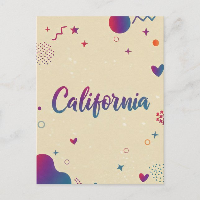 Carte postale californienne - Texte tendance (Devant)