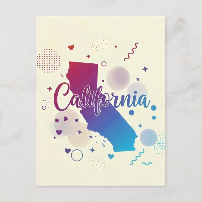 Carte postale californienne - Texte tendance (Devant)