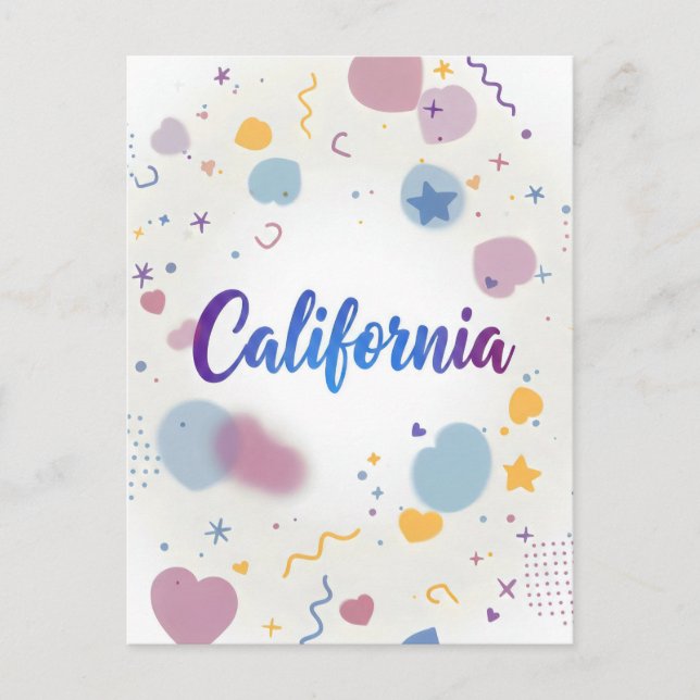 Carte postale californienne - Texte tendance (Devant)
