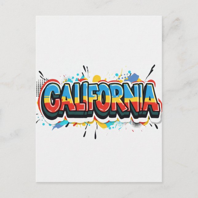 Carte postale californienne - Texte tendance (Devant)