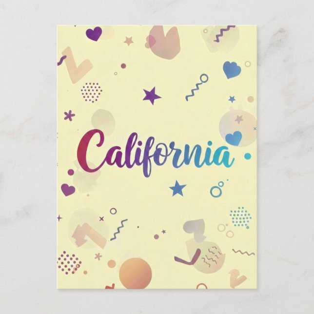 Carte postale californienne - Texte tendance (Devant)