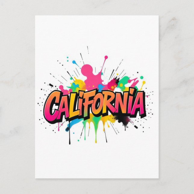Carte postale californienne - Texte tendance (Devant)