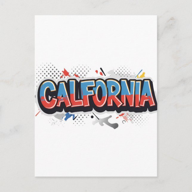 Carte postale californienne - Texte tendance (Devant)