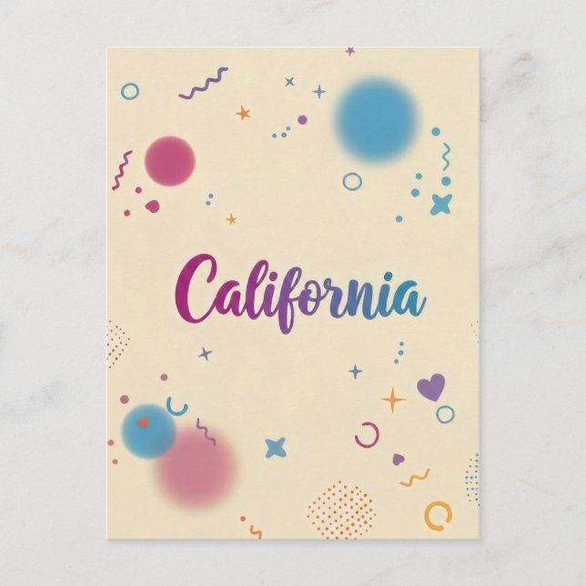 Carte postale californienne - Texte tendance (Devant)