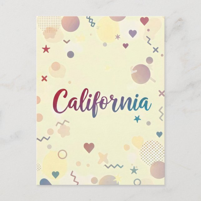 Carte postale californienne - Texte tendance (Devant)