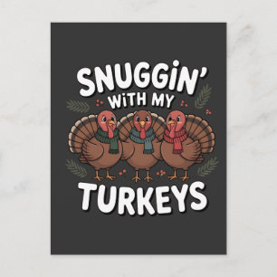 Carte Postale Câliner mes dindes pour Thanksgiving 