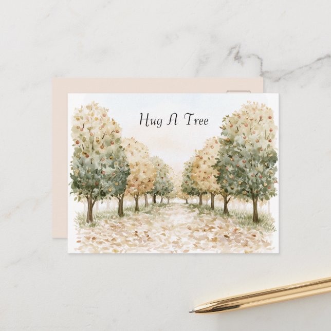 Carte Postale Câlinez Un Arbre (Devant/Arrière en situation)