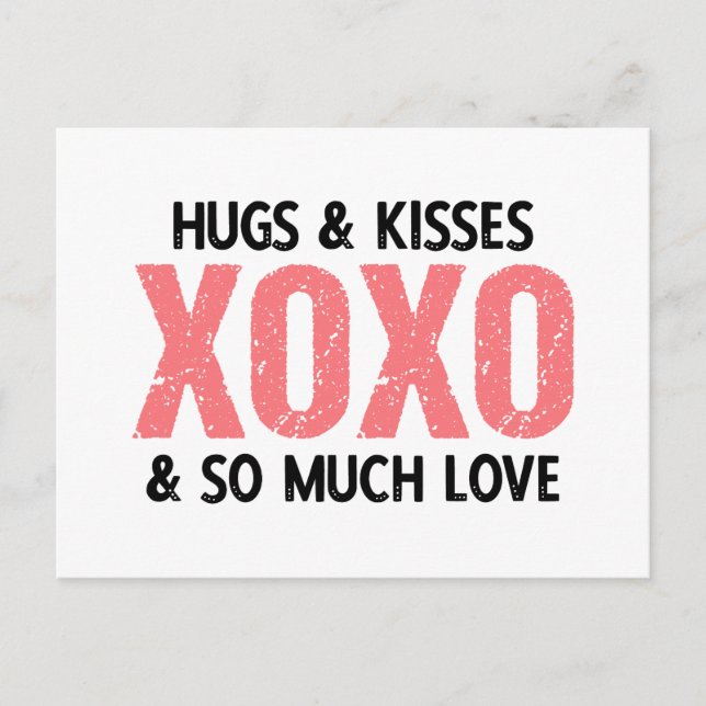 Carte Postale Câlins & Bisous XOXO Saint-Valentin (Devant)