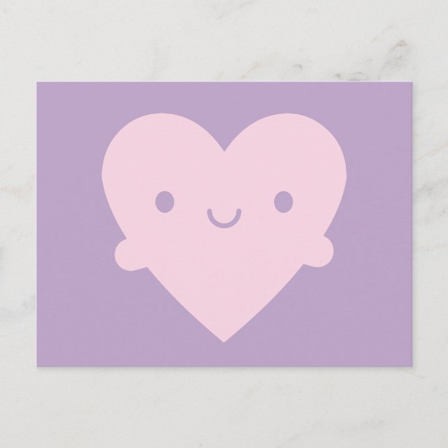 Carte Postale Câlins de cœur Kawaii (Devant)