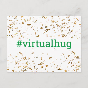 Carte Postale Câlins Virtuels Hashtag Confettis Dorés Faux