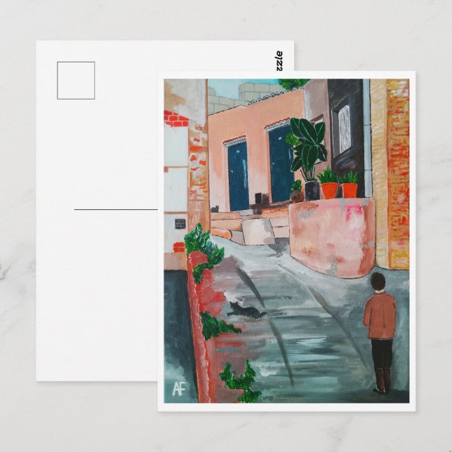 Carte Postale Calle Del San Miguel Peinture d'Alfred Fox (Devant / Derrière)