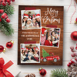 Carte Postale Calliage amusant Batterie embarquée Bande Bois Cam<br><div class="desc">Joyeux Noël 3 Photo Collage avec Red Buffalo Plaid Craft Carte postale Joyeux Noël 3. Aquarelle Vintage Camion rouge avec sapin de Noël. Bois rustique.</div>