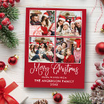 Carte Postale Calliage moderne amusant Noël Rouge 4 Photo<br><div class="desc">Carte postale moderne Fun Calligraphy Script Joyeux Noël 4 Photo Holiday - Rouge</div>