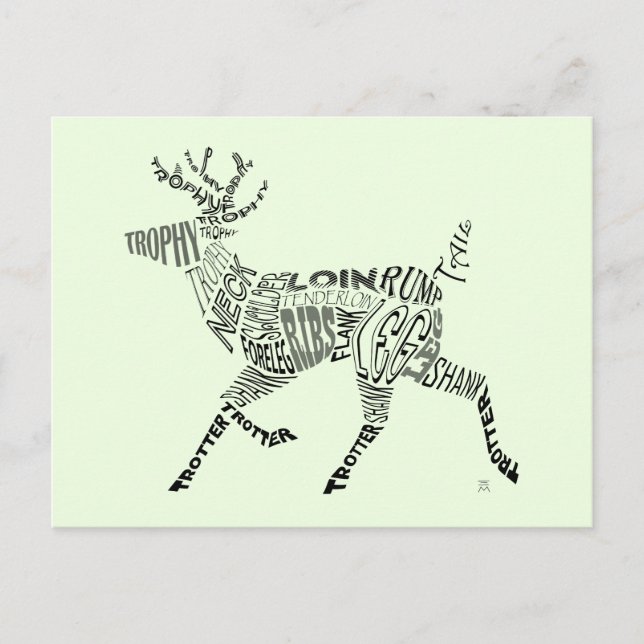 Carte Postale Calligramme des cerfs (Devant)