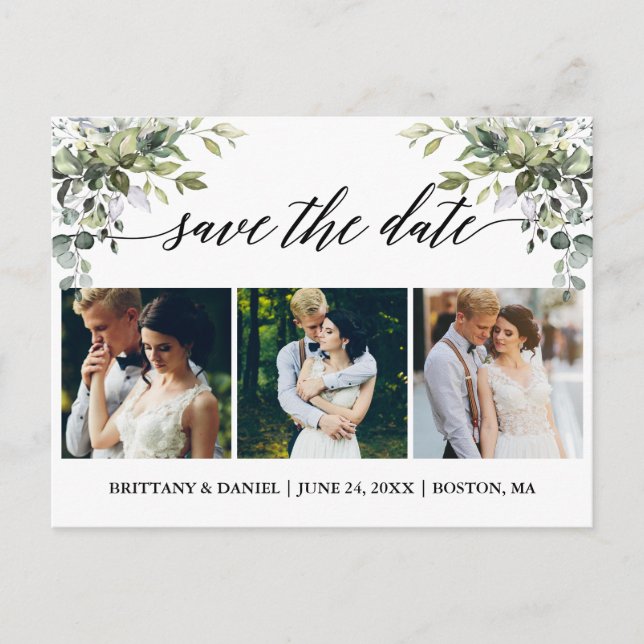 Carte Postale Calligraphie 3 Photo Verdure Enregistrer La Date (Devant)