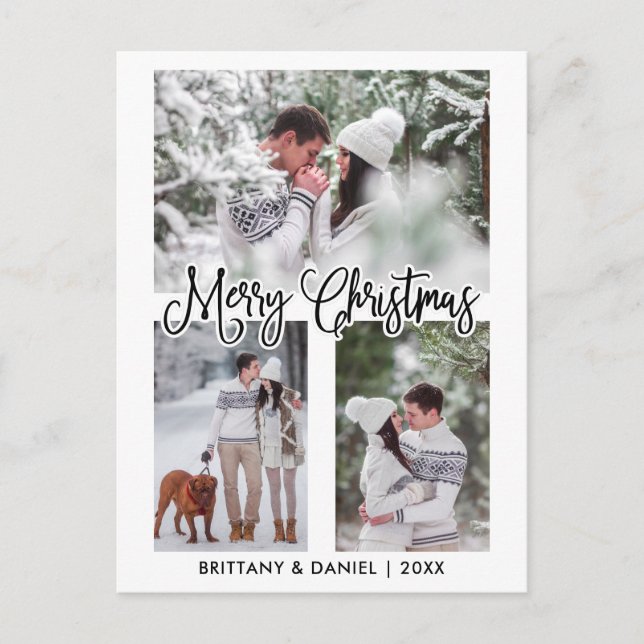 Carte Postale Calligraphie amusante 3 Photo Couple Noël (Devant)