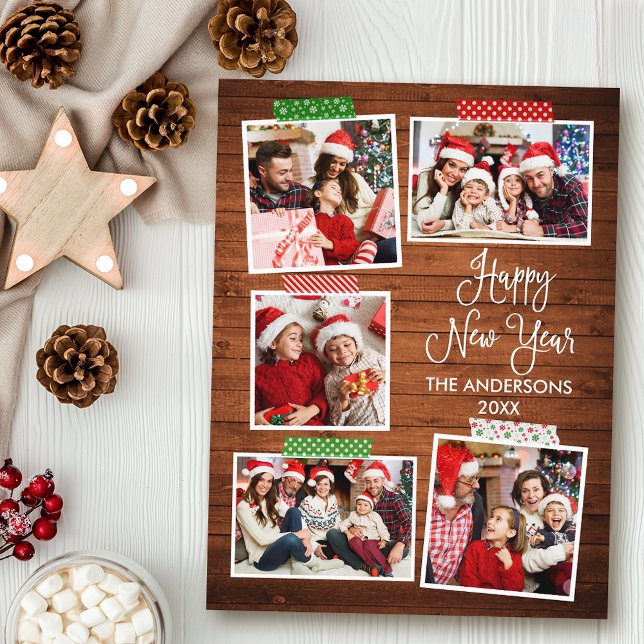 Carte Postale Calligraphie amusante Bois Bonne année Bande artis (Customize to change your personalized text size or text style.)