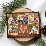 Carte Postale Calligraphie amusante Bois rustique 5 Photo Noël<br><div class="desc">Joyeux Noël 5 Photo Collage Carte postale de vacances - Rustique Pays Bois</div>