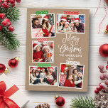 Carte Postale Calligraphie amusante Kraft Joyeuse bande artisana<br><div class="desc">Joyeux Noël Kraft 5 Photo Collage avec carte postale de vacances pour bande artisanale.</div>