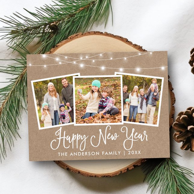 Carte Postale Calligraphie amusante Kraft Lights 3 Photo Nouvel  (Customize to change your personalized text size or text style.)