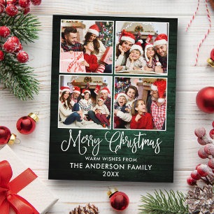 Carte Postale Calligraphie amusante Noël Vert Bois 4 Photo