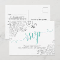 Calligraphie aqua dentelle sur carton de réponse b