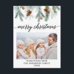 Carte Postale Calligraphie Aquarelle Pine Cônes Photo Noël<br><div class="desc">Script de calligraphie moderne,  cônes de pin aquarelle,  joyeux Noël Famille Photo Carte postale de Noël</div>