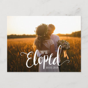 Carte Postale Calligraphie blanche Faire-part de mariage Elope