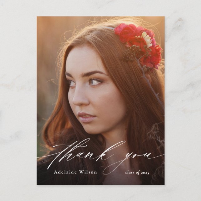 Carte Postale Calligraphie blanche Merci de diplôme photo (Devant)