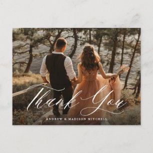 Carte Postale Calligraphie blanche romantique Merci photo