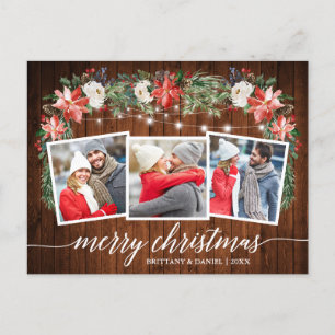 Carte Postale Calligraphie Bois 3 Photo Aquarelle Hiver Floral