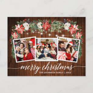 Carte Postale Calligraphie Bois Aquarelle Hiver Floral 3 Photo