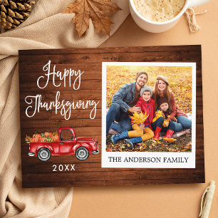 Carte Postale Calligraphie Bois Thanksgiving Camion Instantané P