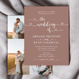 Carte Postale Calligraphie cardiaque 4 Photo Brown Budget Mariag