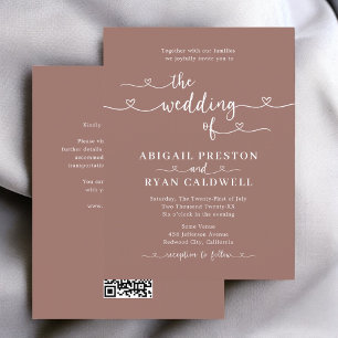 Carte Postale Calligraphie cardiaque Budget Mariage Brown