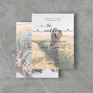 Carte Postale Calligraphie cardiaque Budget Photo Mariage