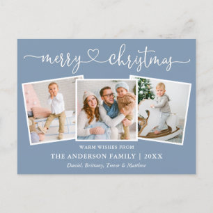 Carte Postale Calligraphie Coeur Noël 3 Photo Dusty Blue