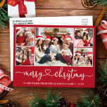 Carte Postale Calligraphie Coeur Noël 5 Photo Fête Rouge<br><div class="desc">Calligraphie moderne Script Coeur Joyeux Noël 5 Photo Holiday Carte postale - Rouge</div>