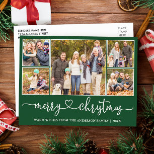 Carte Postale Calligraphie Coeur Noël 5 Photo Green Holiday