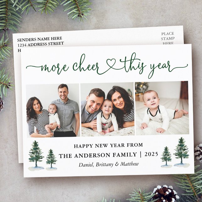 Carte Postale Calligraphie Coeur Plus Cheval 3 Photo Pines Holid (Customize to change your personalized text size or text style.)