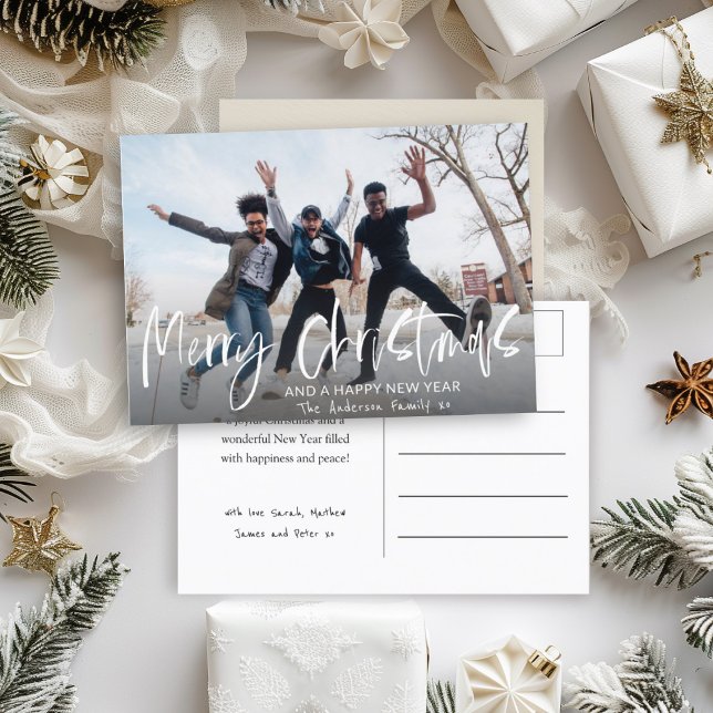 Carte Postale Calligraphie de Noël simple Joyeux 1 Photo (Créateur téléchargé)