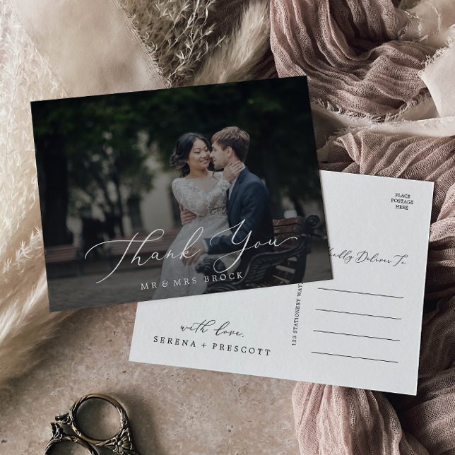 Carte Postale Calligraphie délicate surimpression de photo sombr (Créateur téléchargé)