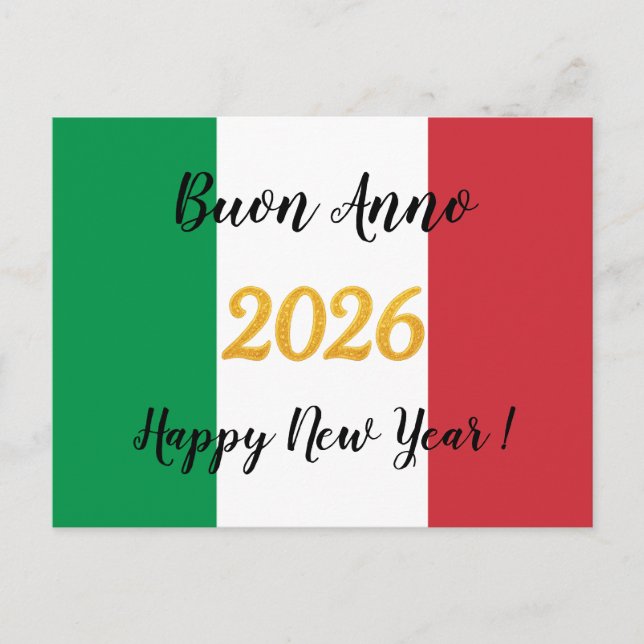 Carte Postale Calligraphie Drapeau Italien 2026 (Devant)